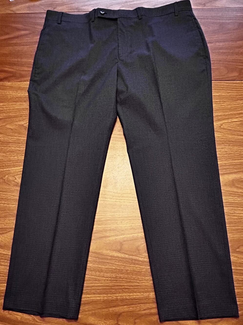 Ralph Lauren 40x29 Navy Blue Micro Check Flat Front Dress Pants